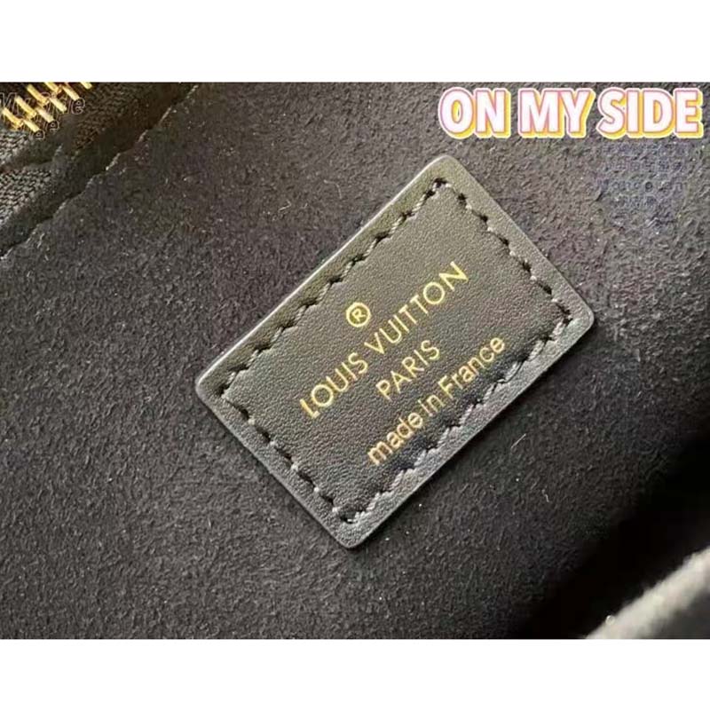 Louis Vuitton LV Women On My Side PM Handbag Black Monogram Coated Canvas Calf