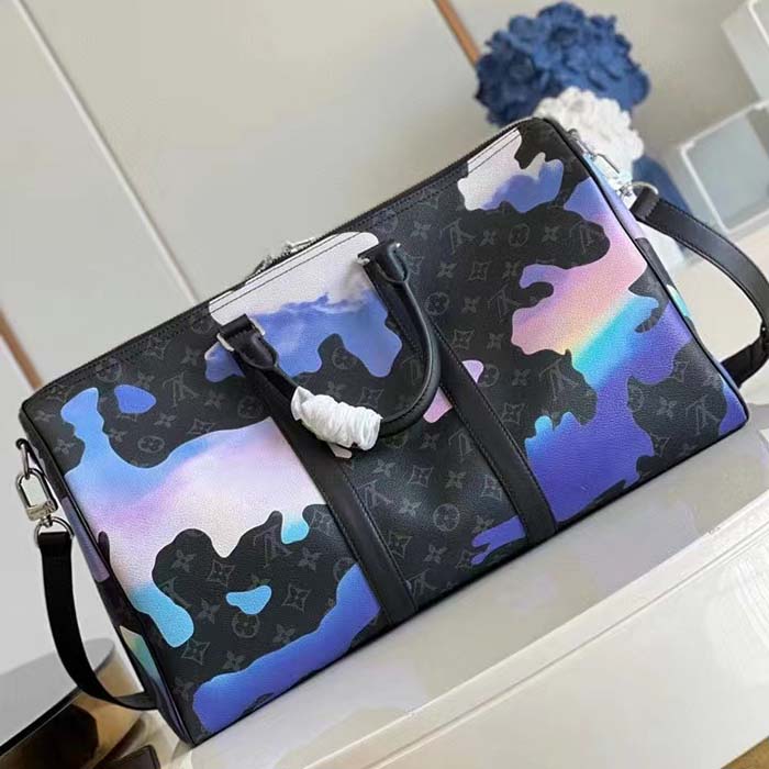 Louis Vuitton LV Unisex Keepall Bandoulière 55 Sunrise Monogram Eclipse Coated Canvas