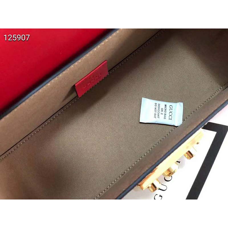 Gucci Women Padlock Small Bamboo Shoulder Bag GG Apple Print