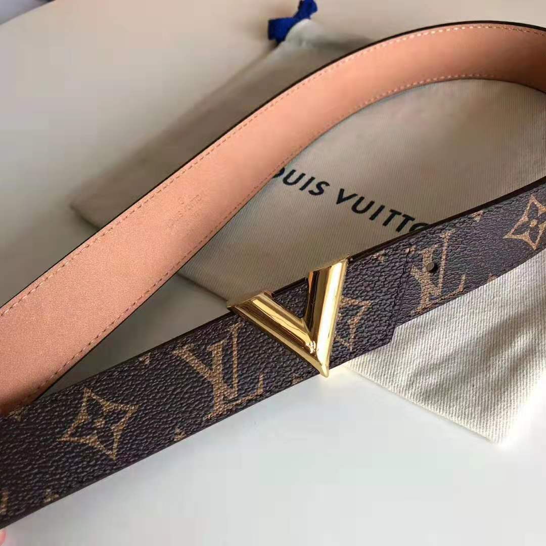 Louis Vuitton LV Unisex V Essential 30mm Belt in Monogram Canvas and Calf Leather