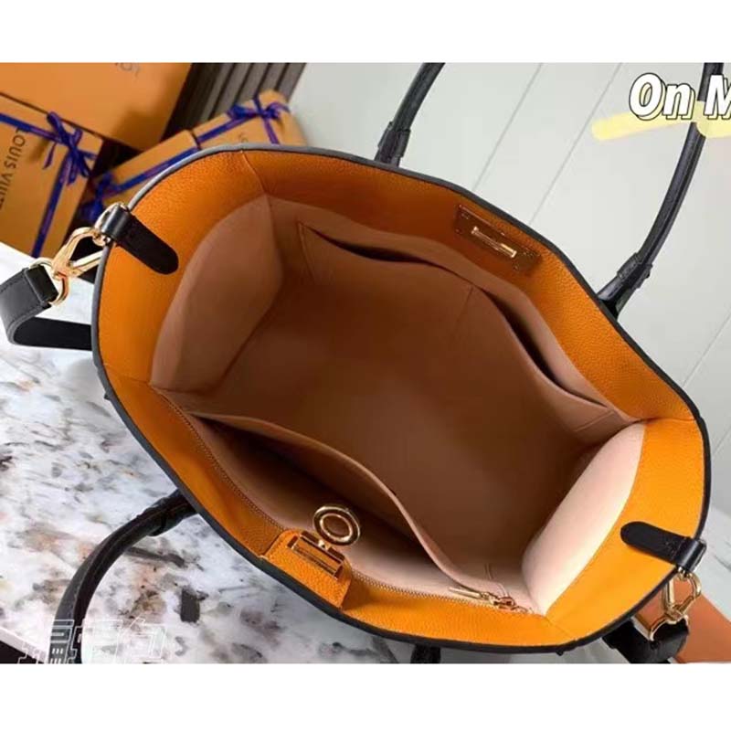 Louis Vuitton LV Women On My Side MM Tote Bag Black Twist Calfskin Monogram Coated Canvas