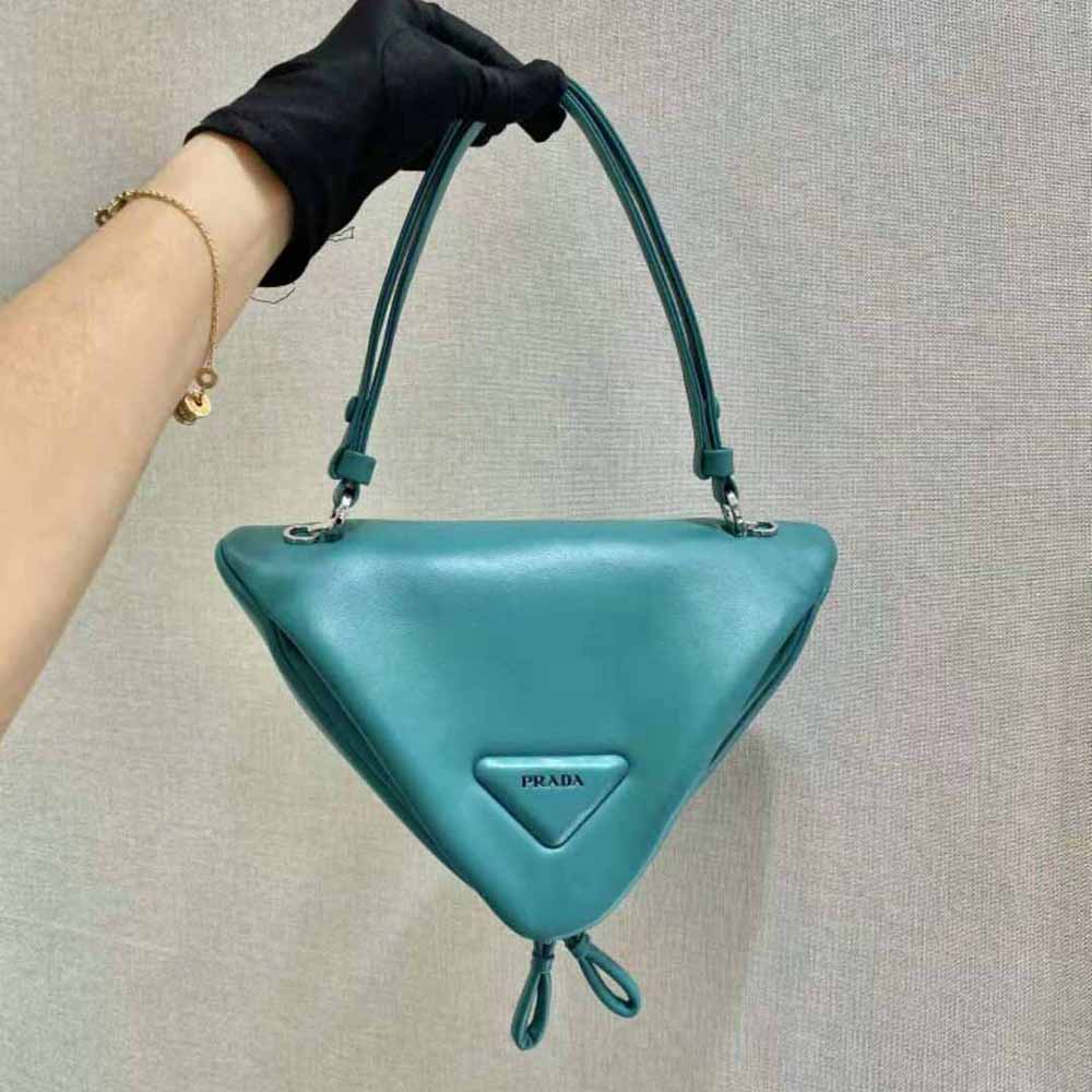 Prada Women Padded Nappa Leather Handbag-Lime