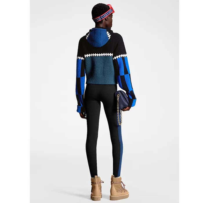 Louis Vuitton Women LV SKI Graphic Hooded Pullover Snowflake Motif Cashmere Black Blue