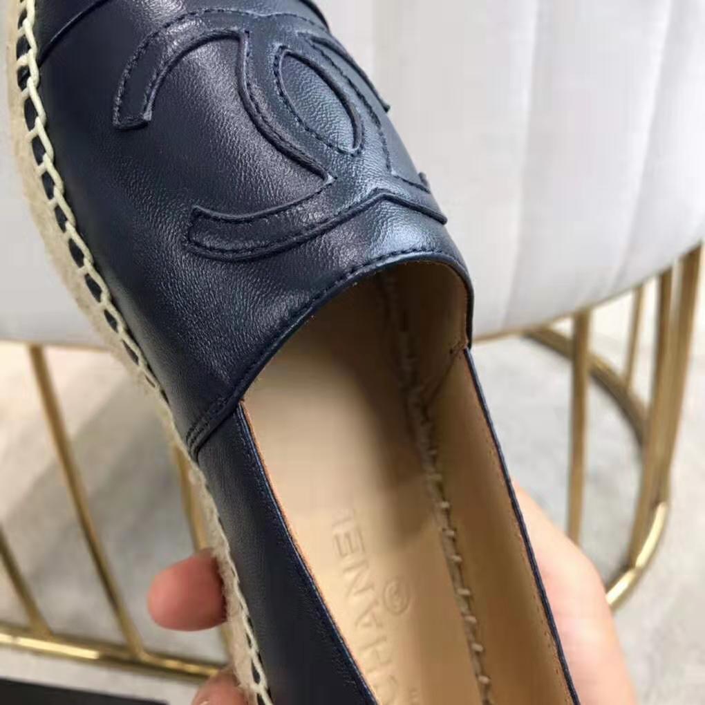 Chanel Women Espadrilles in Lambskin Leather-Black