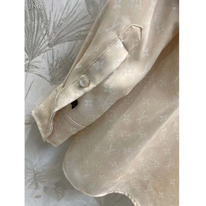 Louis Vuitton Men LV Monogram Cloud Shirt Silk Pinkish Beige Regular Fit