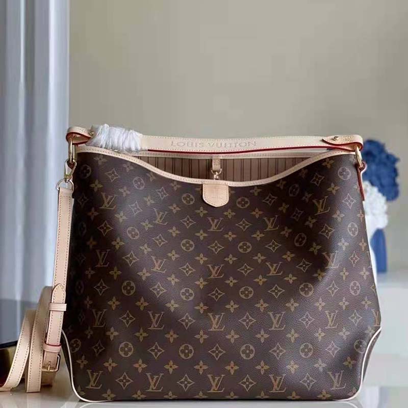 Louis Vuitton LV Women Graceful MM Hobo Classic Beige Monogram Coated Canvas