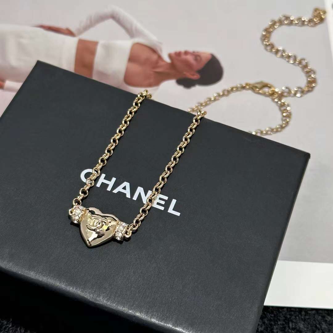Chanel Women CC Pendant Choker Metal Strass Gold Crystal
