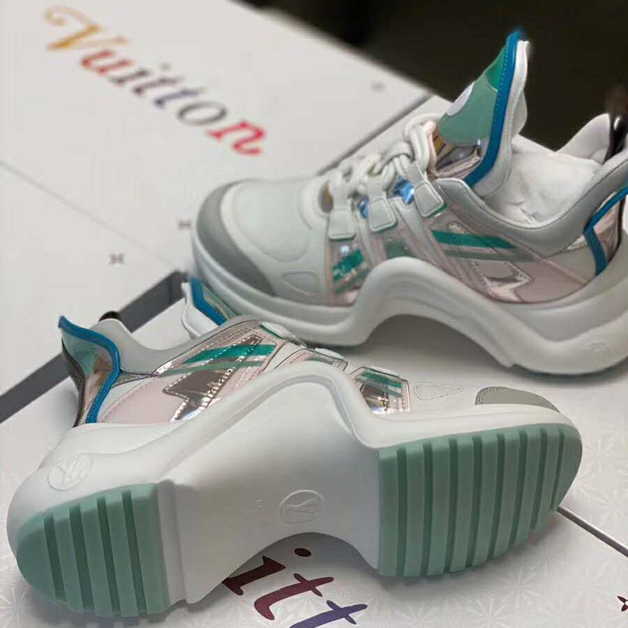 Louis Vuitton LV Women LV Archlight Sneaker in Leather and Technical Fabrics-Aqua