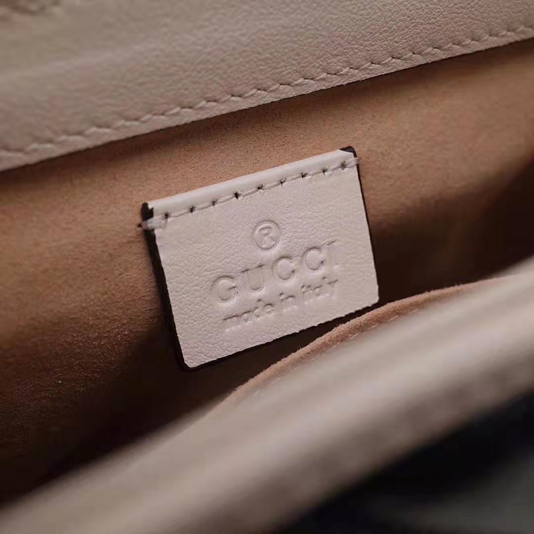 Gucci GG Women GG Marmont Mini Top Handle Bag in Blue Diagonal Matelassé Leather