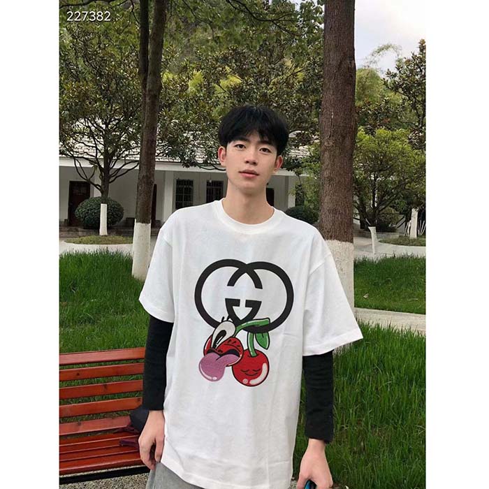 Gucci Men GG Cotton Jersey Printed T-Shirt Crewneck Short Sleeves