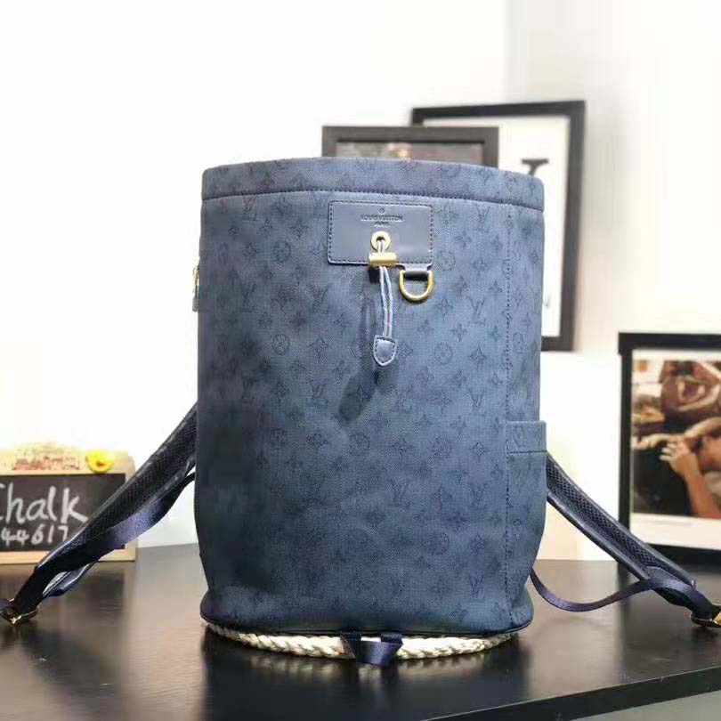 Louis Vuitton LV Men Chalk Backpack in Monogram Denim-Blue