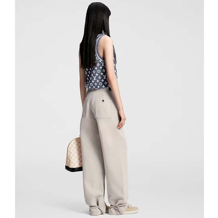 Louis Vuitton Women LV Monogram Jacquard Tank Top Wool Cotton Grey Blue Regular Fit