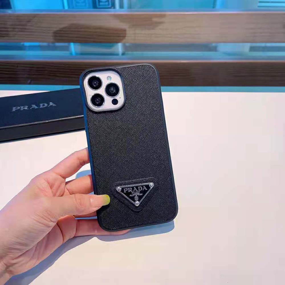 Prada Women Saffiano Leather iPhone Cover-Black