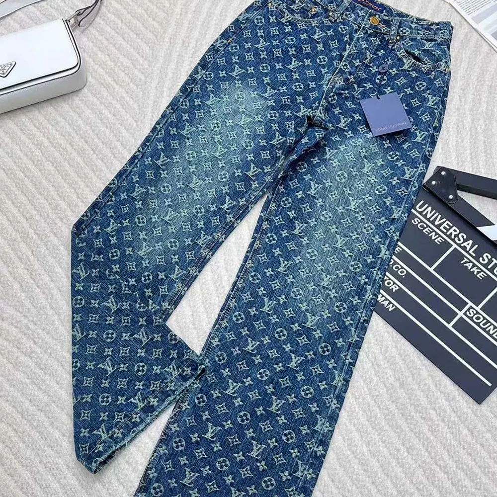 Louis Vuitton Women Monogram Flared Jeans in Washed Denim