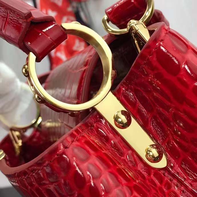 Louis Vuitton LV Women Capucines BB Handbag Red Crocodilien Brillant Savoir Faire