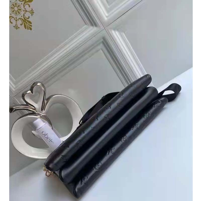 Louis Vuitton LV Women Coussin PM Handbag Black Monogram Embossed Puffy Lambskin