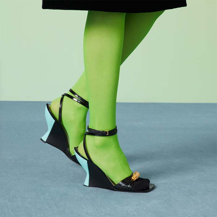 Gucci Women GG High-Heel Sandal Hardware Black Patent Leather Square Toe Geometric-Shaped Heel