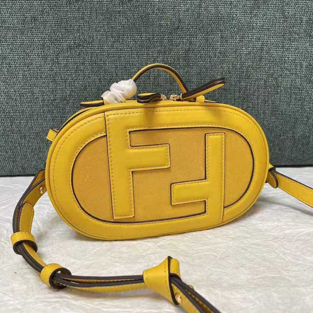 Fendi Women Mini Camera Case Yellow Leather and Suede Mini-Bag