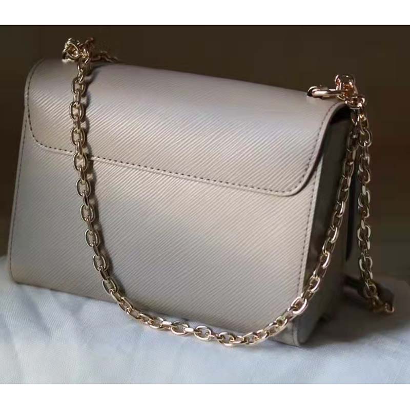 Louis Vuitton LV Women Twist MM Handback Gris Cloudy Epi Cowhide Leather