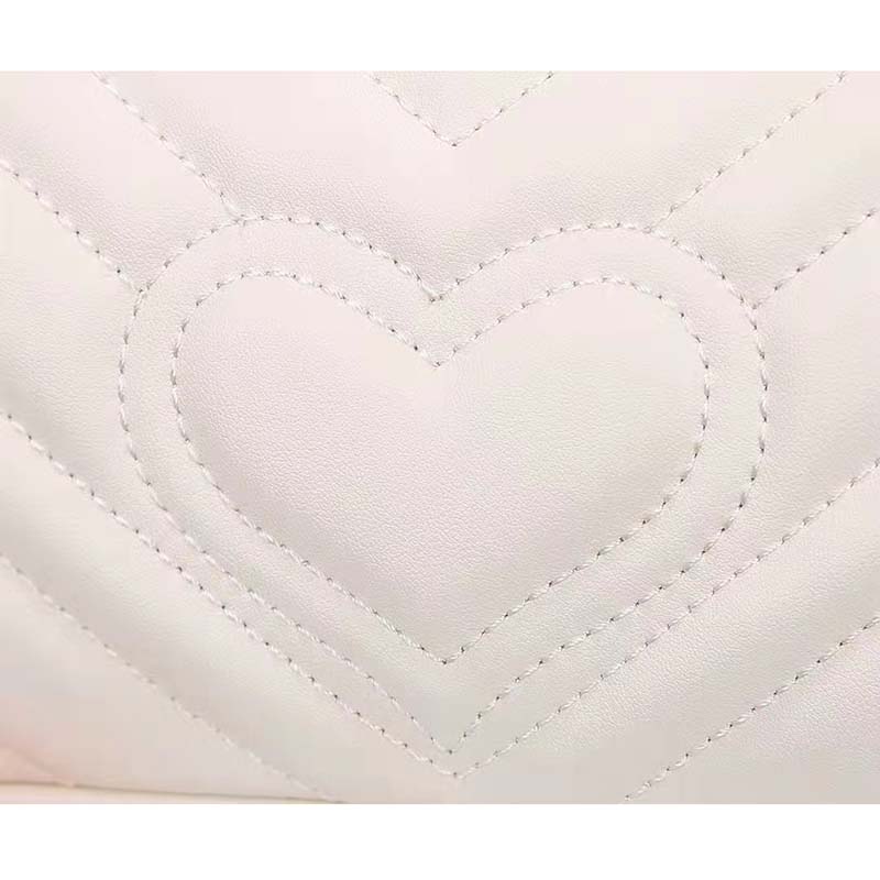 Gucci Women GG Marmont Matelassé Mini Bag White Matelassé Chevron Leather