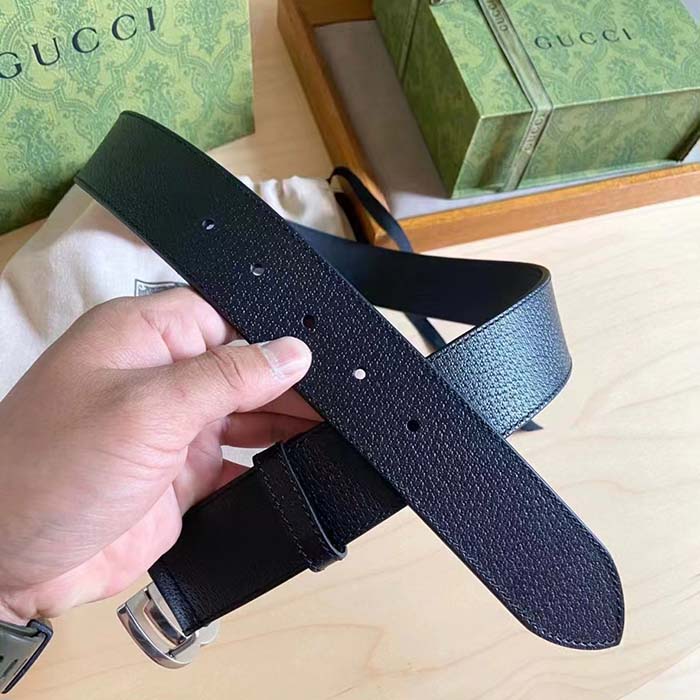 Gucci Unisex Marmont Belt Maxi GG Canvas Black Double G Buckle 3.8 CM Width