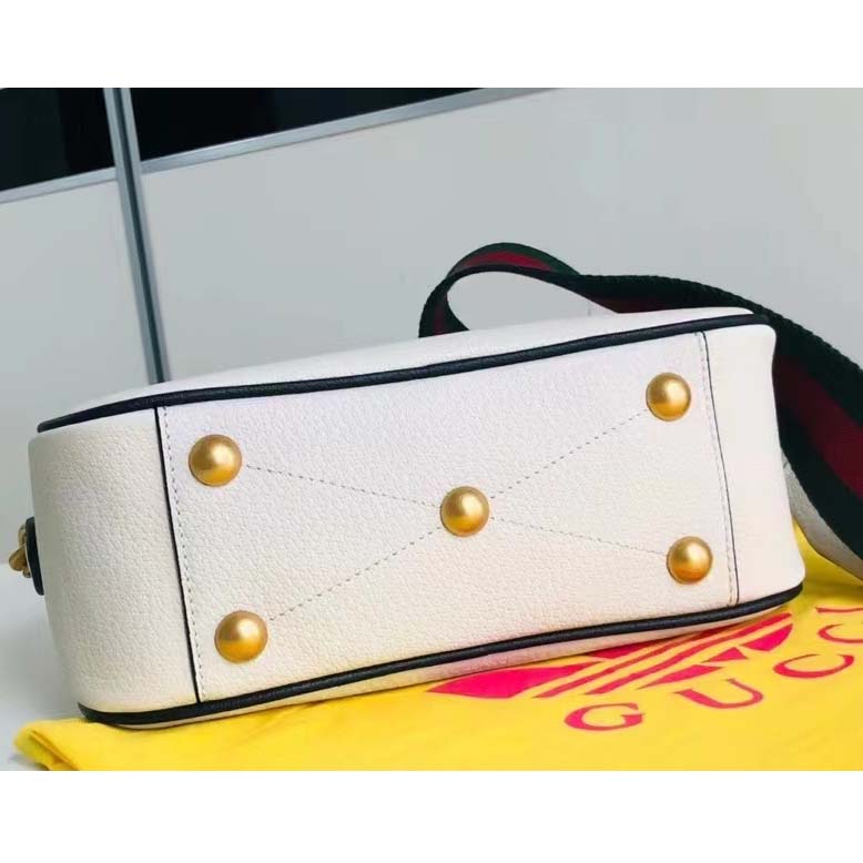 Gucci Unisex GG Adidas x Gucci Small Shoulder Bag White Leather Green Red Web