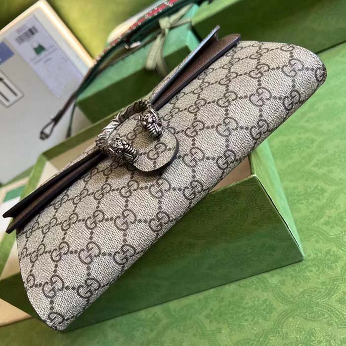 Gucci Women Dionysus Small Shoulder Bag Beige Ebony GG Supreme Canvas