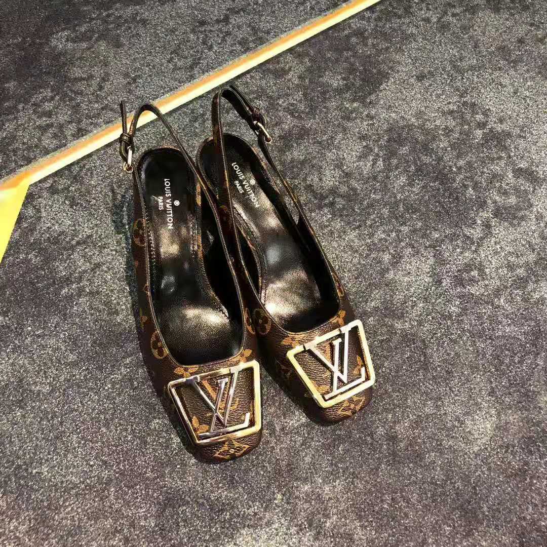 Louis Vuitton LV Women Madeleine Slingback Pump in Patent Monogram Canvas-Brown