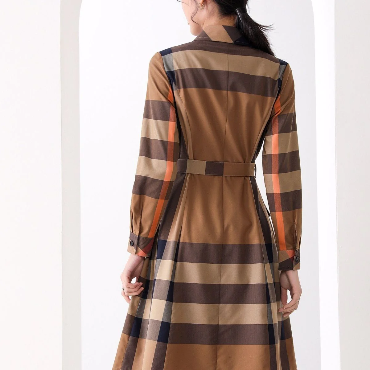 New fashionable waistband striped long sleeved dress 1024022606