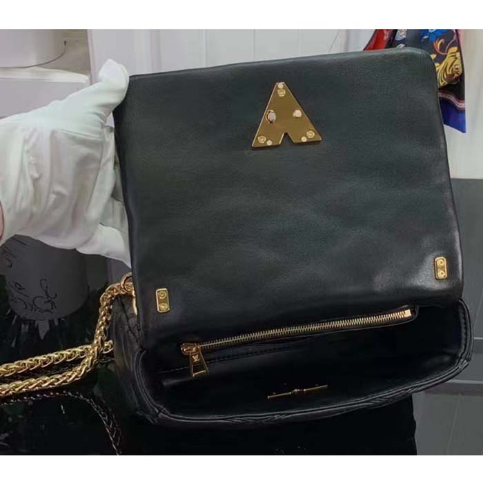 Louis Vuitton LV Women GO-14 MM Black Lamb Leather Cowhide Leather