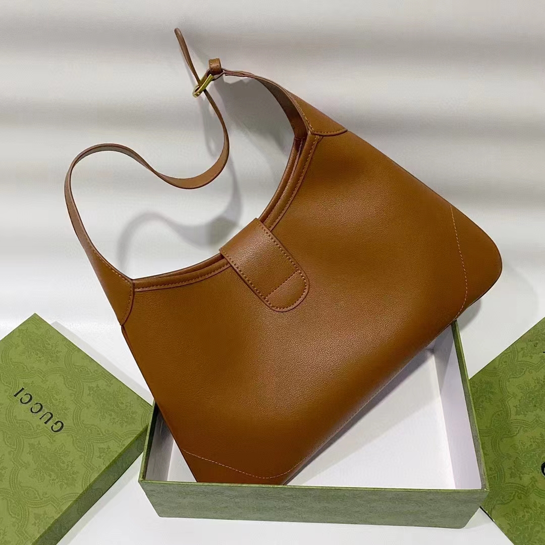 Gucci Women GG Aphrodite Medium Shoulder Bag Brown Soft Leather Double G