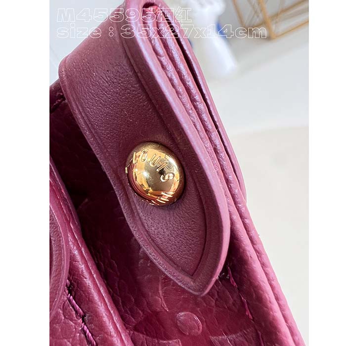 Louis Vuitton LV Women OnTheGo MM​ Wine Red Monogram Empreinte Embossed Grained Cowhide Leather