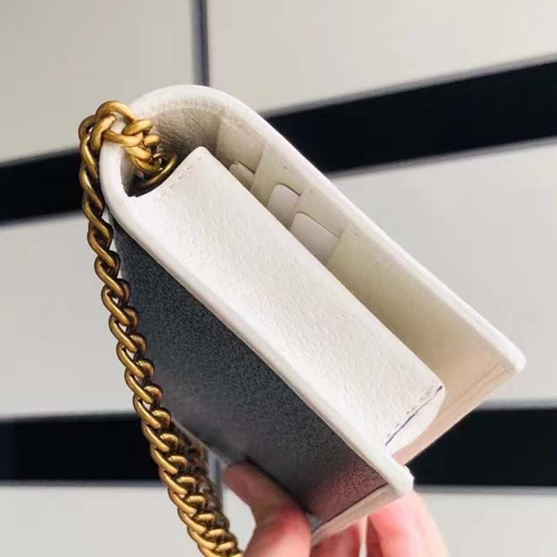 Gucci Women GG Adidas x Gucci Wallet Chain Black White Leather Interlocking G