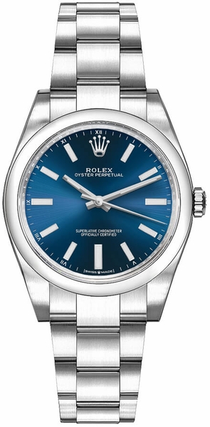 Rolex Oyster Perpetual 34 Blue Dial Women's Watch 124200-0003