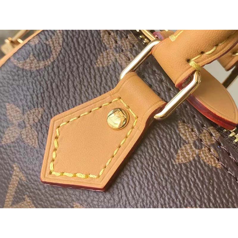 Louis Vuitton LV Women Nano Speedy Bag Brown Monogram Coated Canvas Cowhide