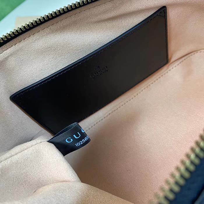 Gucci Women GG Marmont Shoulder Bag Black Matelassé Chevron Leather Double G