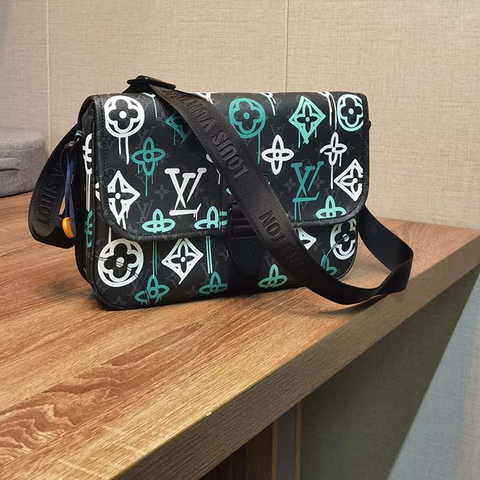 Louis Vuitton LV Women Archy Messenger MM Bag Graffiti Green Monogram Coated Canvas