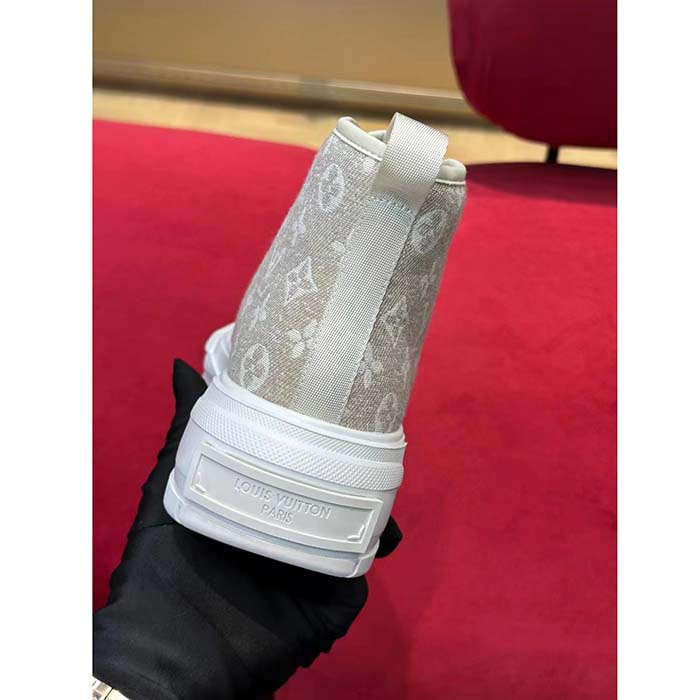 Louis Vuitton Women LV Squad Sneaker Boot Beige Monogram Denim Circle Double Laces