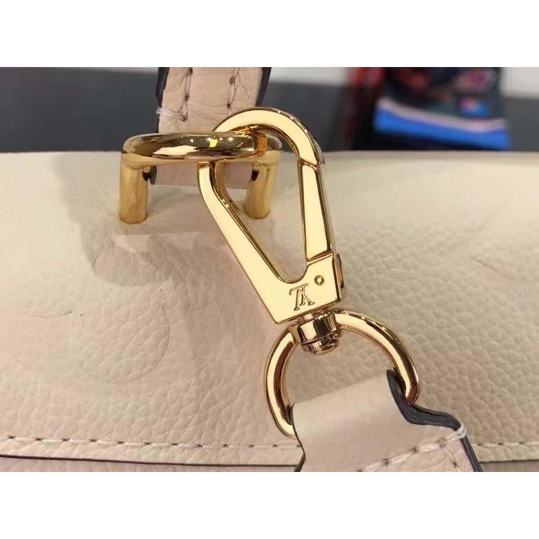 Louis Vuitton LV Women Madeleine BB Handbag Crème Beige Embossed Grained Cowhide