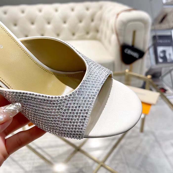 Louis Vuitton LV Women Super Mule Silver Strass Leather Outsole 10 CM Heel