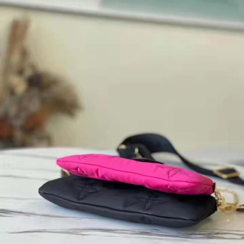 Louis Vuitton LV Unisex Maxi Multi Pochette Accessoires Handbag Fuchsia Black