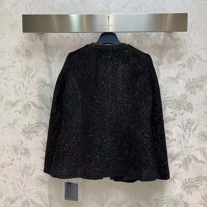 Louis Vuitton LV Women Scuba Trim Tweed Jacket Wool Black Regular Fit
