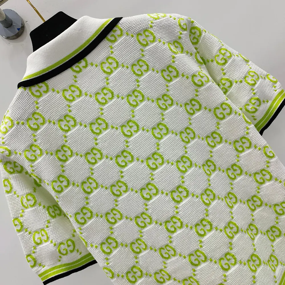 Gucci Women Cotton Polo Dress with GG Intarsia 788764XKD1R9172