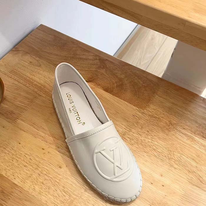 Louis Vuitton LV Women Starboard Flat Espadrille Ivory White Lamb Leather Rubber