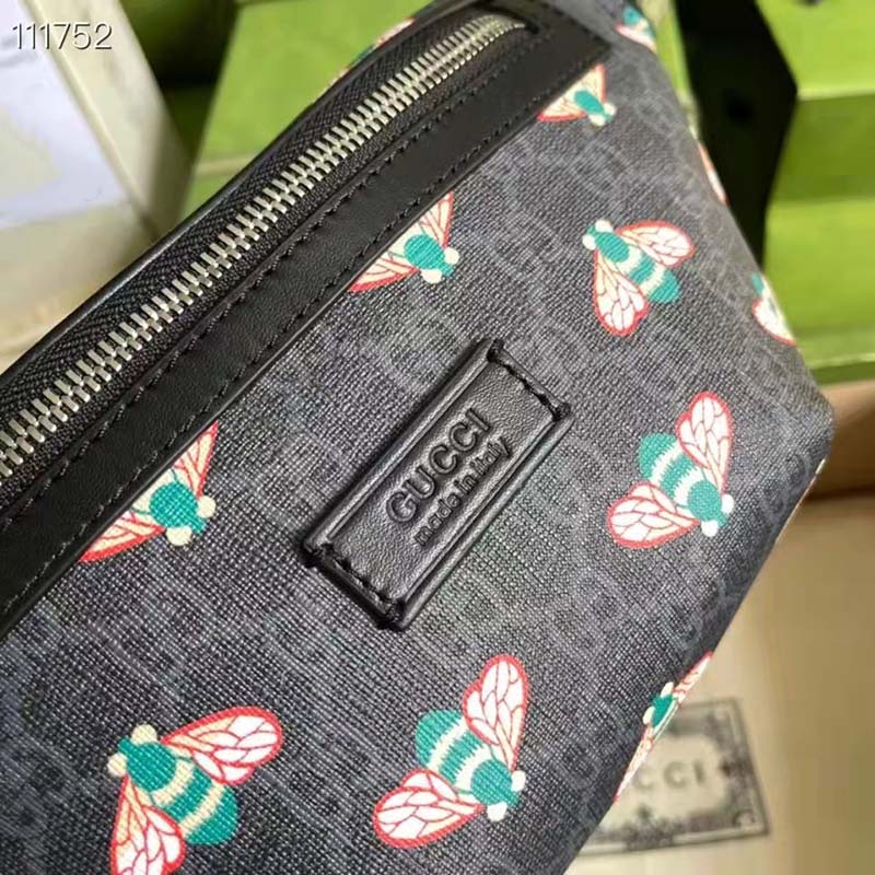 Gucci Unisex Gucci Bestiary Belt Bag Bees Black GG Supreme Canvas