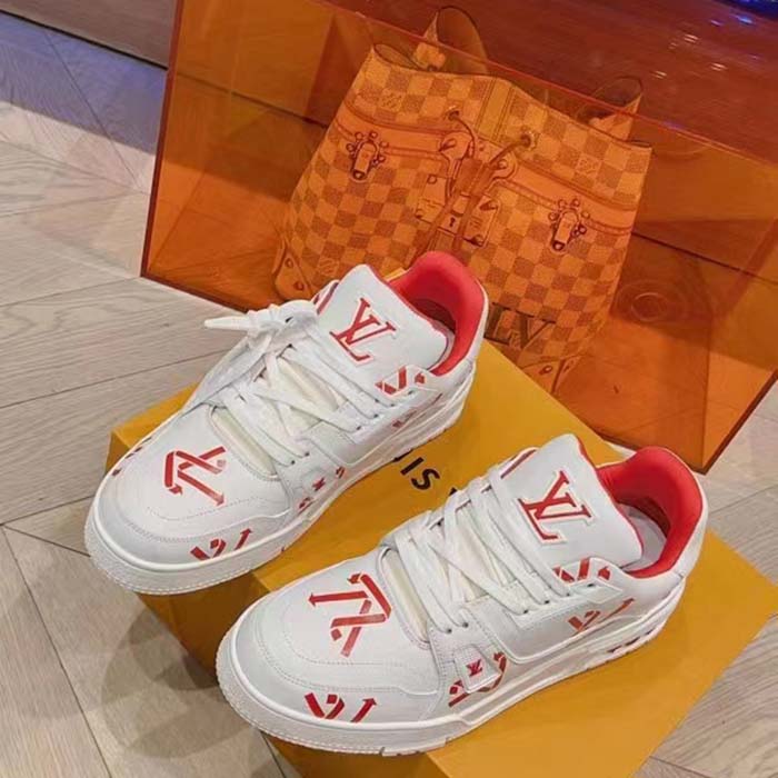 Louis Vuitton Unisex LV Trainer Sneaker Red Mix Sustainable Materials Recycled Polyester