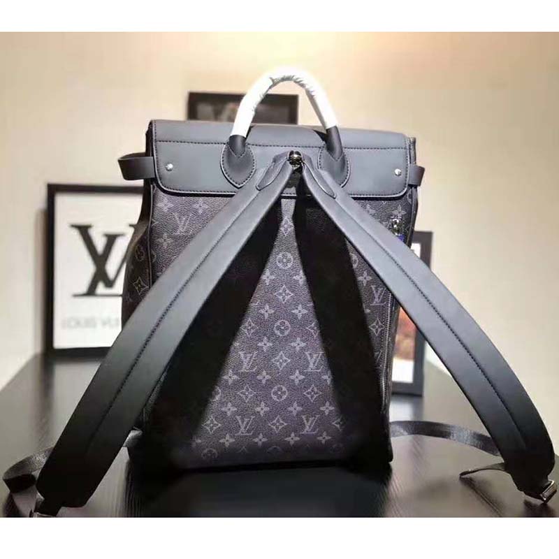 Louis Vuitton LV Men Steamer Backpack in Monogram Eclipse Canvas-Grey