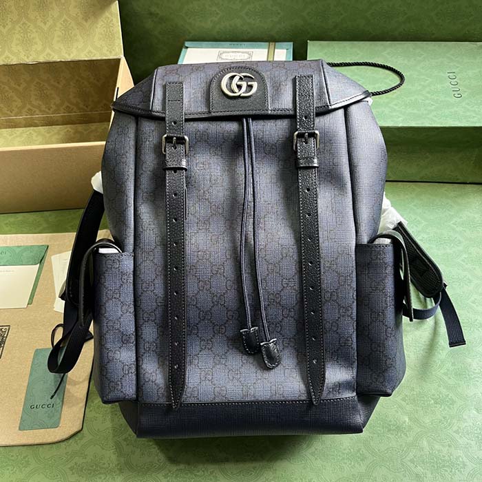 Gucci Unisex Ophidia GG Medium Backpack Blue Black GG Supreme Canvas Double G