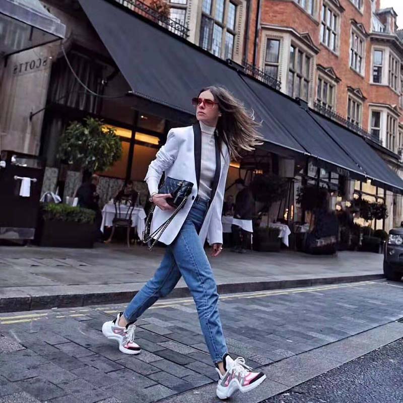 Louis Vuitton LV Unisex LV Archlight Sneaker in Technical Fabric and Monogram Canvas-Pink