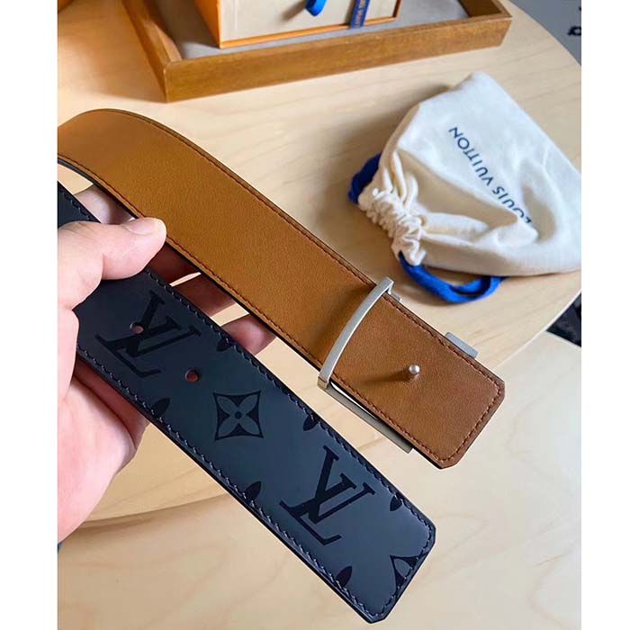 Louis Vuitton Unisex LV Pyramide 40 MM Reversible Calf Leather Monogram Illusion Strap